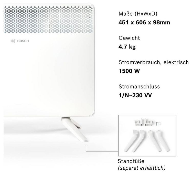 Produktbild: Bosch Home Comfort 7738345645 HC4000-15 Konvektor 1500W Wei&szlig;