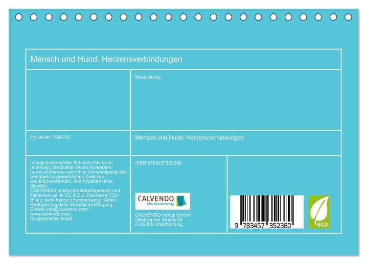 Produktbild: Mensch und Hund. Herzensverbindungen (Tischkalender 2026 DIN A5 quer), CALVENDO Monatskalender