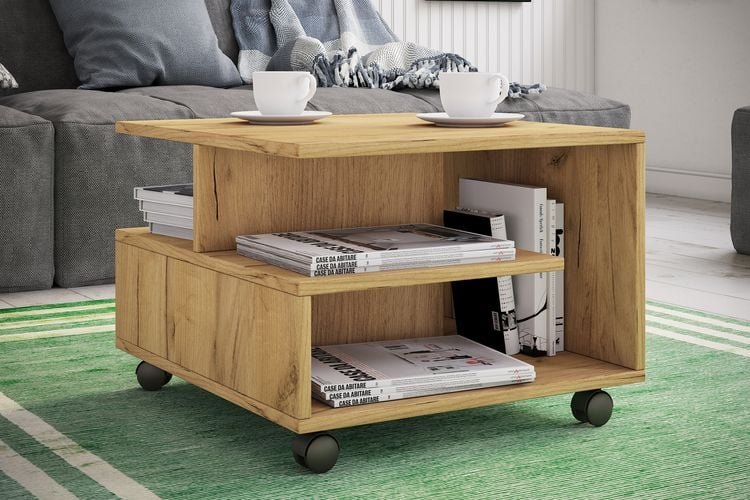 Produktbild: Holz Sofatisch Couchtisch Rollen rollbar Stango S
