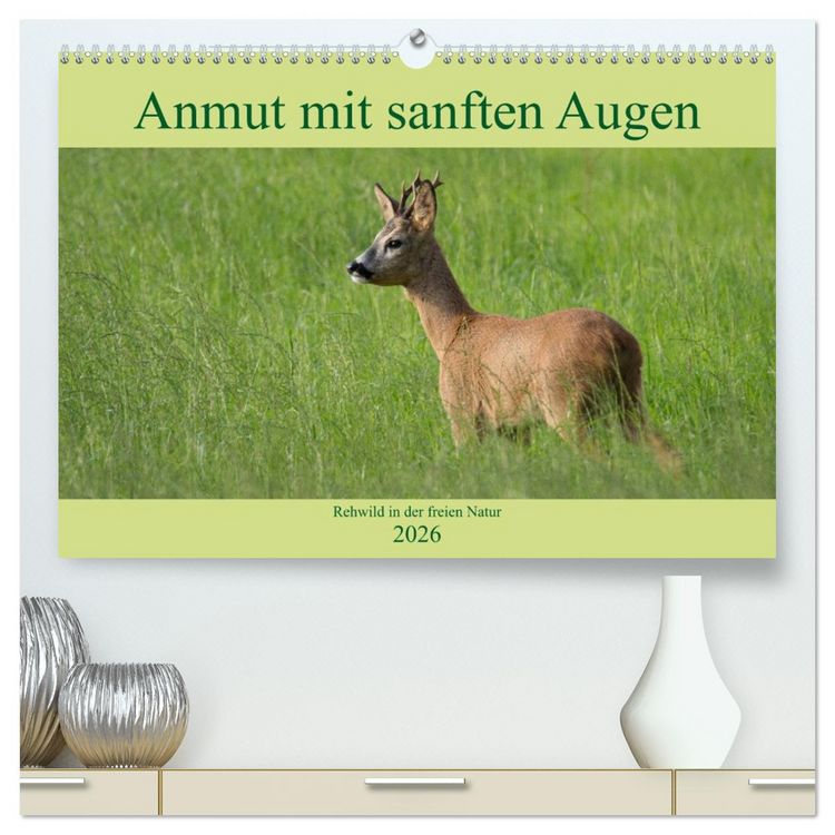 Produktbild: Anmut mit sanften Augen - Rehwild in der freien Natur (hochwertiger Premium Wandkalender 2026 DIN A2 quer), Kunstdruck in Hochglanz