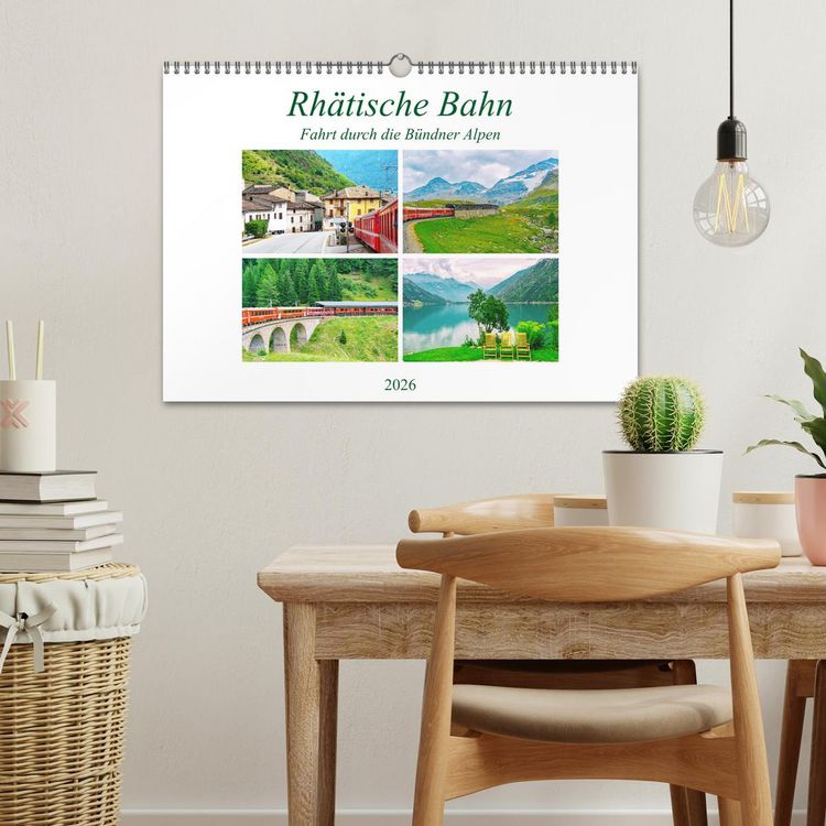 Produktbild: Rh&auml;tische Bahn - Fahrt durch die B&uuml;ndner Alpen (Wandkalender 2026 DIN A3 quer), CALVENDO Monatskalender