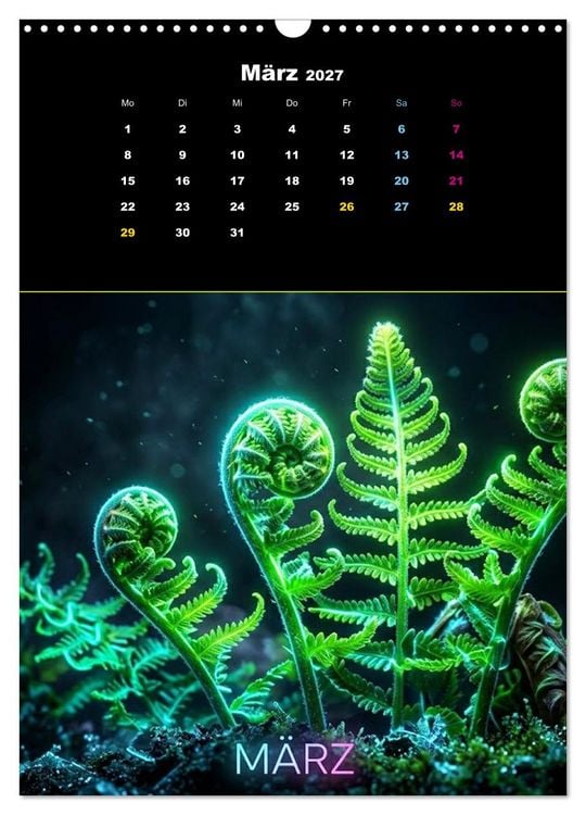 Produktbild: Neon Botanicals - Flora im Lichtrausch (Wandkalender 2027 DIN A3 hoch), CALVENDO Monatskalender
