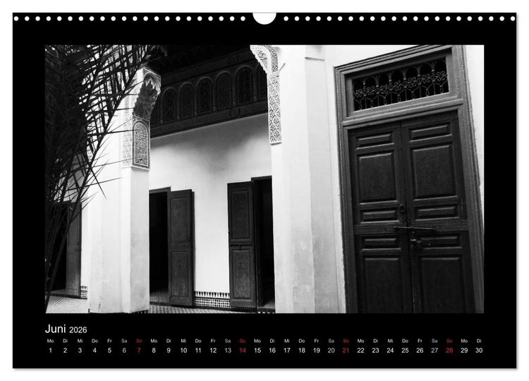 Produktbild: Marokko - Nostalgie in schwarz-weiss (Wandkalender 2026 DIN A3 quer), CALVENDO Monatskalender