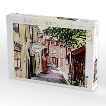 Produktbild: CALVENDO Puzzle Schwedengasse | 1000 Teile Lege-Gr&ouml;&szlig;e 64x48cm Foto-Puzzle f&uuml;r gl&uuml;ckliche Stunden