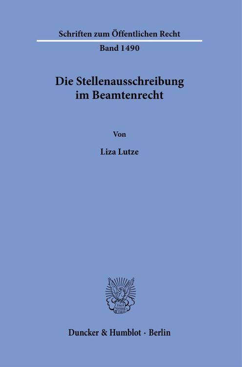 Produktbild: Die Stellenausschreibung im Beamtenrecht.