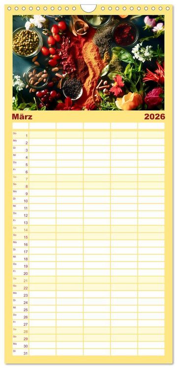 Produktbild: Familienplaner 2026 - K&uuml;chenkalender Gew&uuml;rzwelt mit 5 Spalten (Wandkalender, 21 x 45 cm) CALVENDO