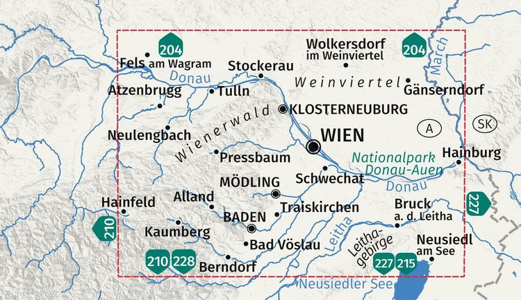 Produktbild: KOMPASS Wanderkarten-Set 205 Wien und Umgebung (2 Karten) 1:50.000