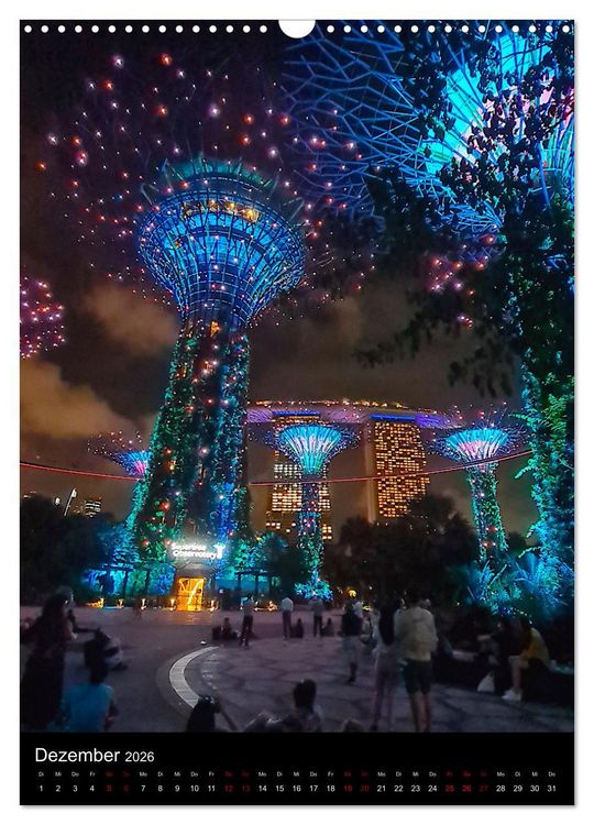 Produktbild: Singapur - Faszinierende Lichterwelt Marina Bay (Wandkalender 2026 DIN A3 hoch), CALVENDO Monatskalender