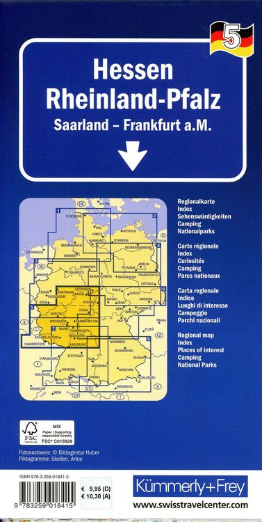 Produktbild: K&uuml;mmerly+Frey Regional-Strassenkarte 5 Hessen, Rheinland-Pfalz 1:275.000