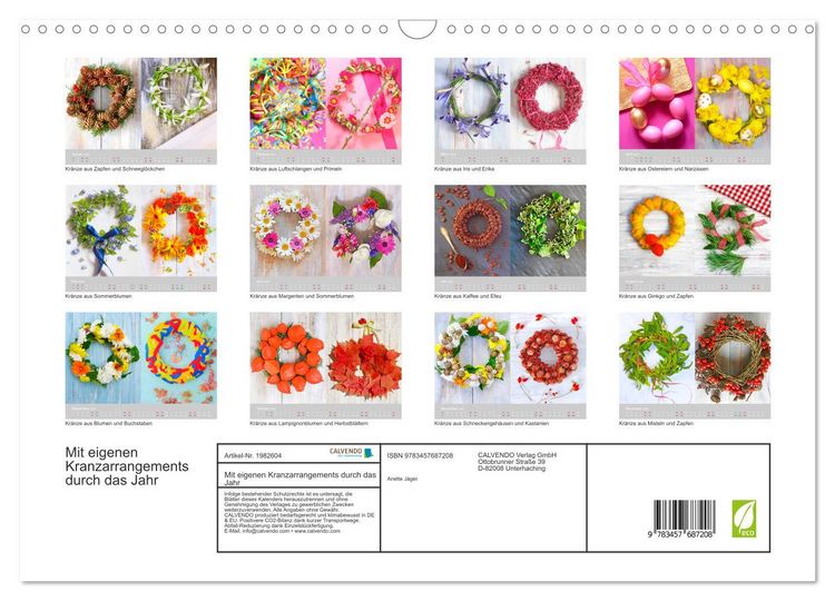 Produktbild: Mit eigenen Kranzarrangements durch das Jahr (Wandkalender 2026 DIN A3 quer), CALVENDO Monatskalender