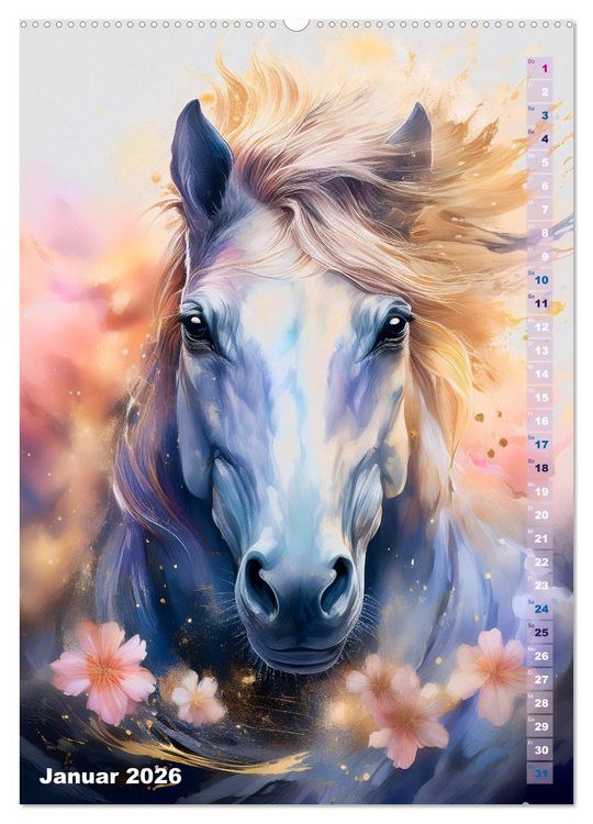 Produktbild: Pferdeliebe - Ein magischer Pferdekalender (Wandkalender 2026 DIN A2 hoch), CALVENDO Monatskalender