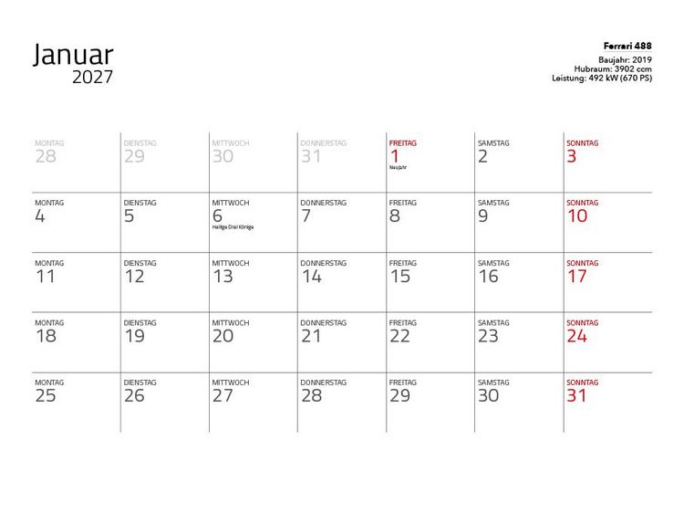 Produktbild: Supersportwagen 2027 &ndash; Eintragkalender