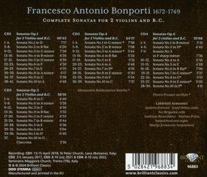 Produktbild: Bonporti:Complete Sonatas For 2 Violins And B.C.
