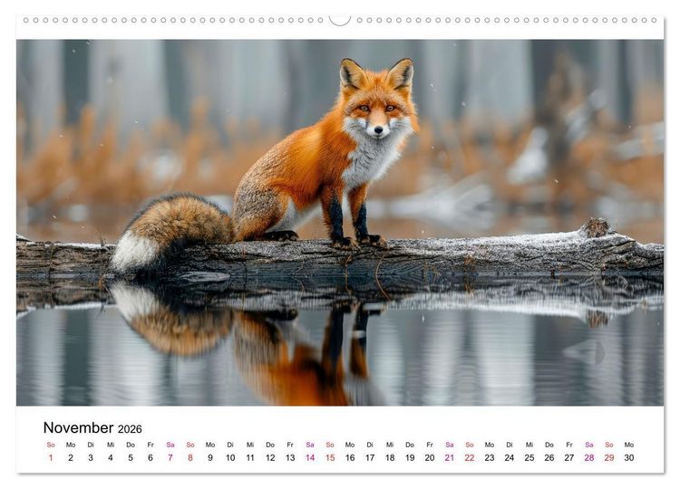 Produktbild: Fuchs - sch&ouml;ne Momente (hochwertiger Premium Wandkalender 2026 DIN A2 quer), Kunstdruck in Hochglanz
