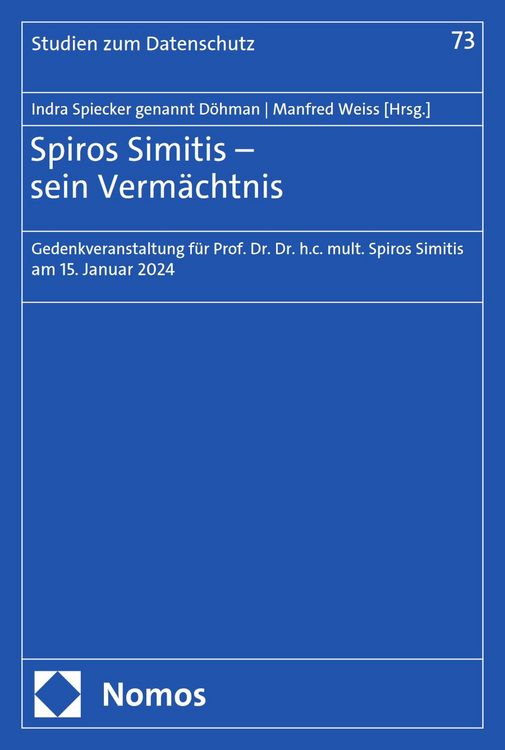 Produktbild: Spiros Simitis - sein Verm&auml;chtnis