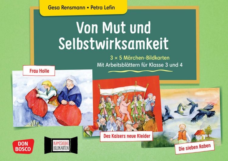 Produktbild: Von Mut und Selbstwirksamkeit - 3 x 5 M&auml;rchen-Bildkarten. Mit Arbeitsbl&auml;ttern f&uuml;r Klasse 3 und 4. Kamishibai Bildkartenset