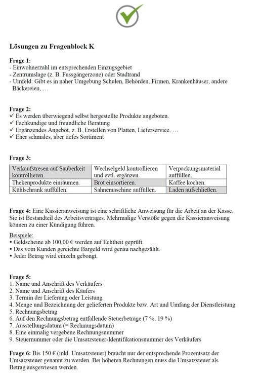 Top-Prüfung Fachverkäufer/in im Lebensmittelhandwerk - Schwerpunkt Bäckerei / Konditorei