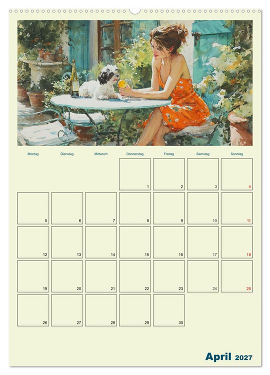 Produktbild: Frauen im Garten. Poesie im Aquarell-Stil (Wandkalender 2027 DIN A2 hoch), CALVENDO Monatskalender