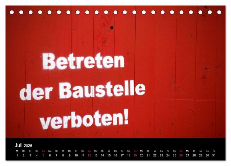 Produktbild: Baustellen (Tischkalender 2026 DIN A5 quer), CALVENDO Monatskalender