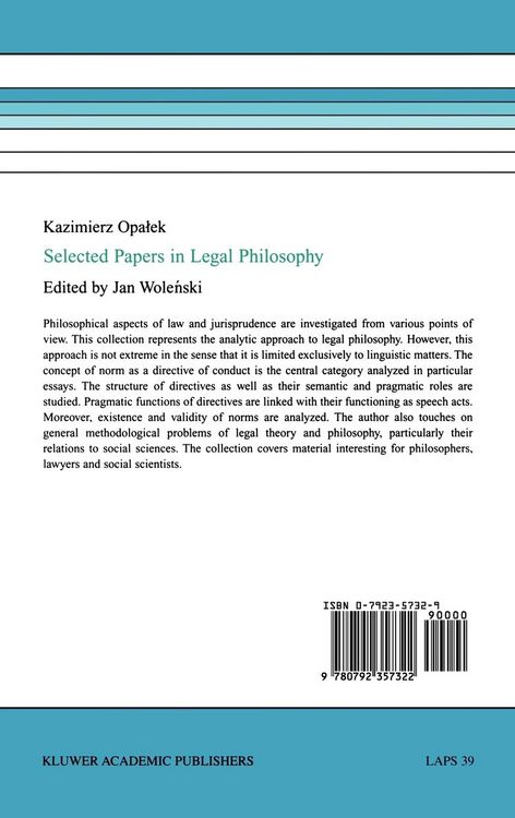 Produktbild: Kazimierz Opałek Selected Papers in Legal Philosophy