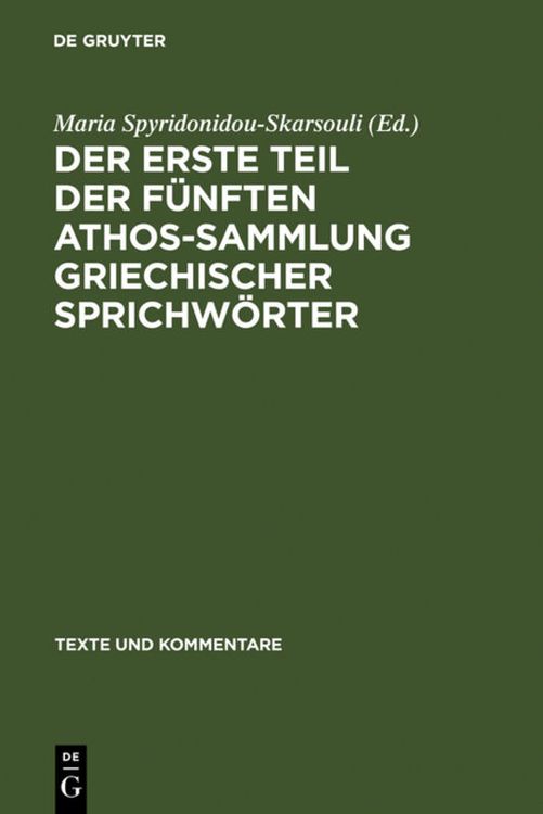 Produktbild: Der erste Teil der f&uuml;nften Athos-Sammlung griechischer Sprichw&ouml;rter