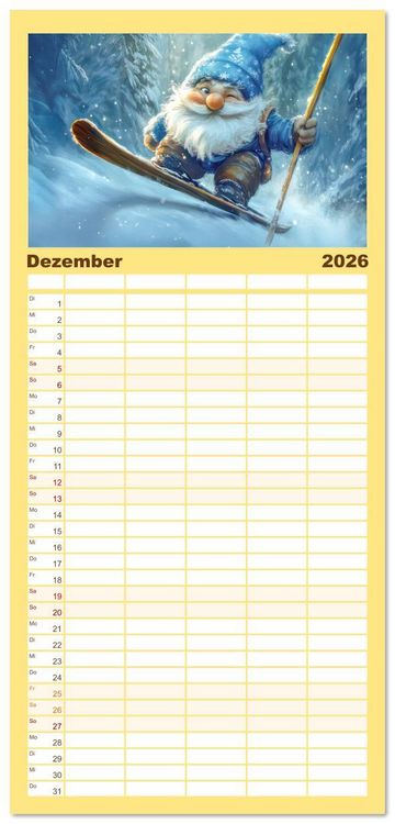 Produktbild: Familienplaner 2026 - Zwergenland - Kinderkalender mit 5 Spalten (Wandkalender, 21 x 45 cm) CALVENDO