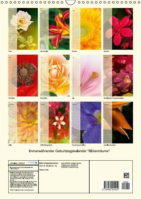 Produktbild: Immerw&auml;hrender Geburtstagskalender - Bl&uuml;tentr&auml;ume (Wandkalender immerw&auml;hrend DIN A3 hoch)