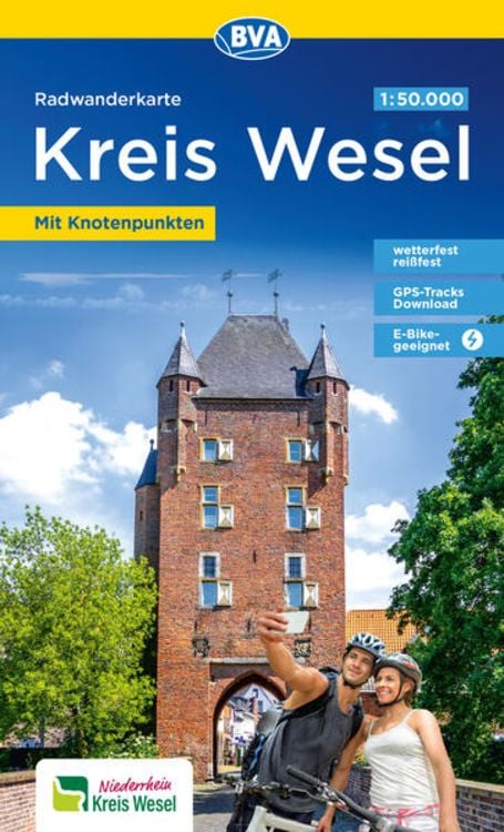 Produktbild: BVA Radwanderkarte Kreis Wesel 1:50.000, mit Knotenpunkten und km-Angaben, reiß- und wetterfest, GPS-Tracks Download, E-Bike geeignet
