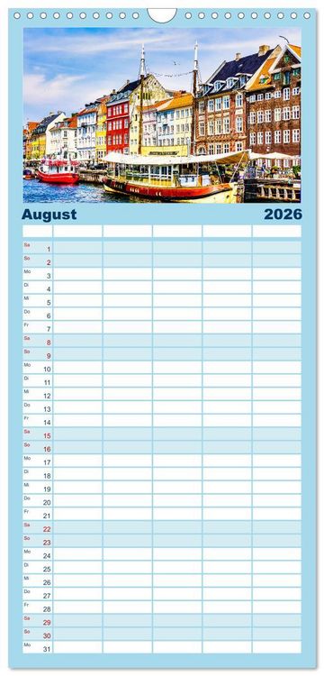 Produktbild: Familienplaner 2026 - Kopenhagen - Die wundervolle Hafenstadt mit 5 Spalten (Wandkalender, 21 x 45 cm) CALVENDO