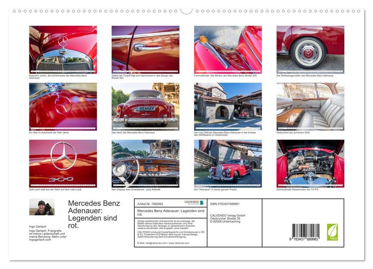 Produktbild: Mercedes Benz Adenauer: Legenden sind rot. (hochwertiger Premium Wandkalender 2026 DIN A2 quer), Kunstdruck in Hochglanz