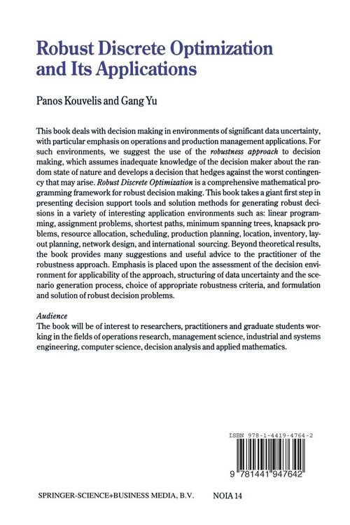 Produktbild: Robust Discrete Optimization and Its Applications