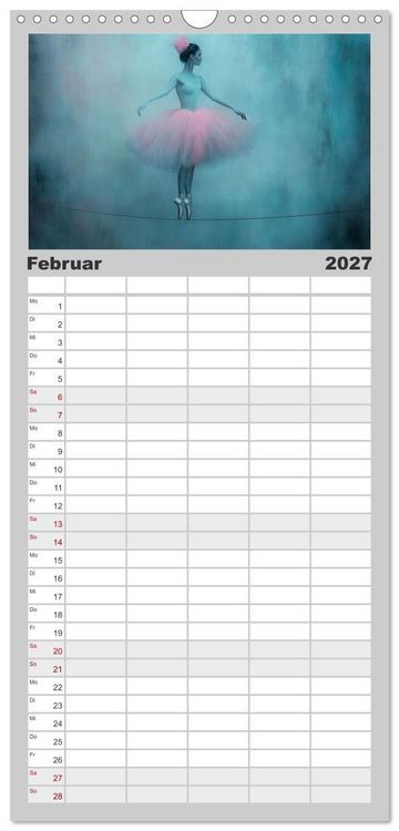 Produktbild: Familienplaner 2027 - Im Pas de Deux mit der Stille mit 5 Spalten (Wandkalender, 21 x 45 cm) CALVENDO