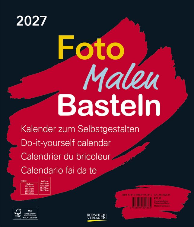 Produktbild: Foto-Malen-Basteln Bastelkalender schwarz gro&szlig; 2027