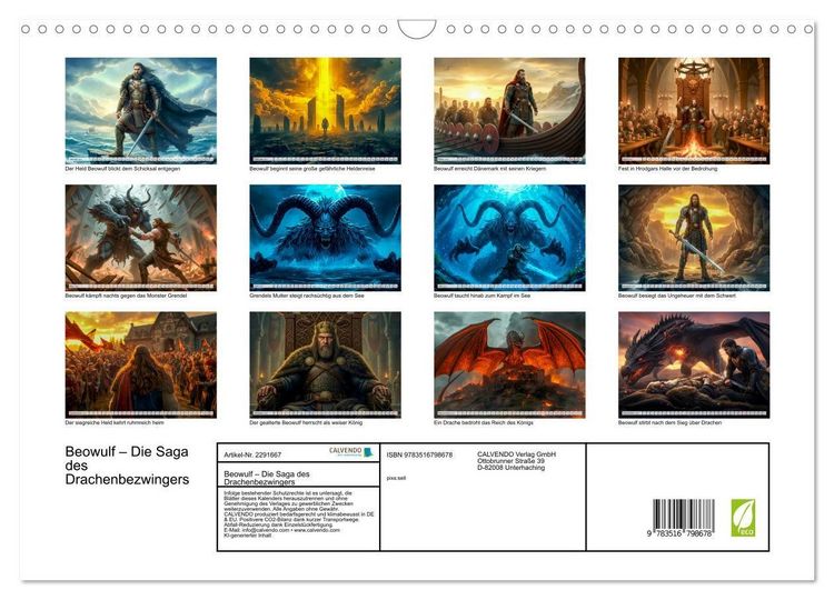 Produktbild: Beowulf &ndash; Die Saga des Drachenbezwingers (Wandkalender 2027 DIN A3 quer), CALVENDO Monatskalender
