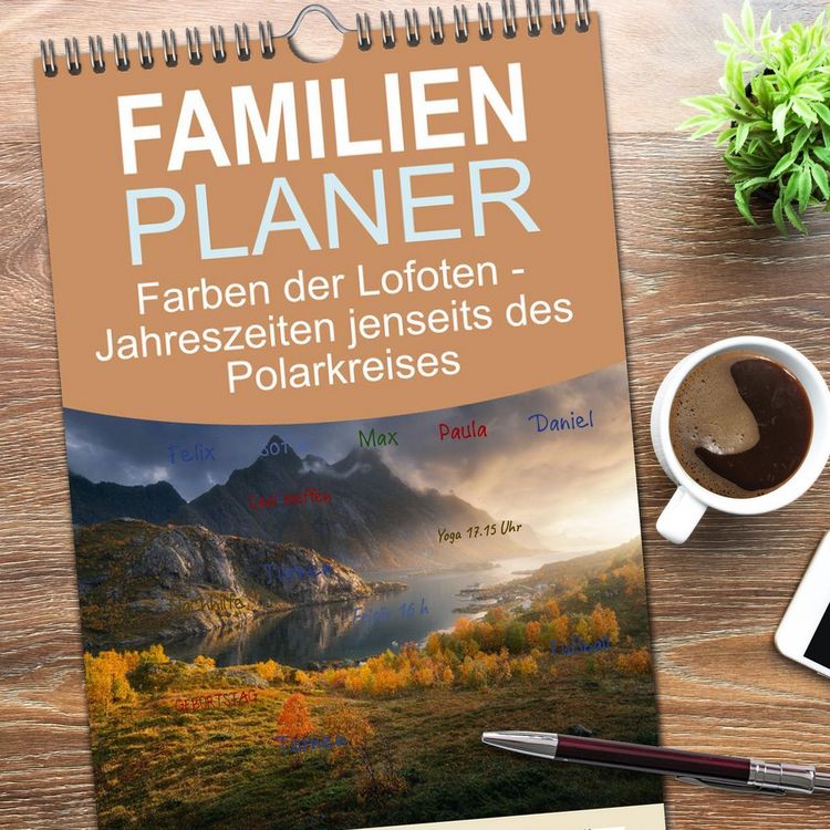 Produktbild: Familienplaner 2026 - Farben der Lofoten - Jahreszeiten jenseits des Polarkreises mit 5 Spalten (Wandkalender, 21 x 45 cm) CALVENDO