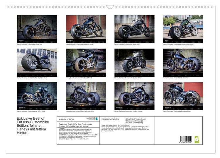 Produktbild: Exklusive Best of Fat Ass Custombike Edition, feinste Harleys mit fettem Hintern (Wandkalender 2025 DIN A2 quer), CALVENDO Monatskalender