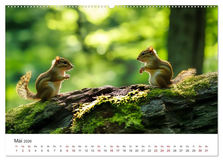 Produktbild: Backen voll - Ein Jahr mit Streifenh&ouml;rnchen (hochwertiger Premium Wandkalender 2026 DIN A2 quer), Kunstdruck in Hochglanz
