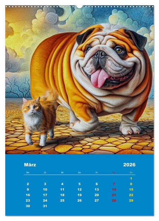 Produktbild: Abenteuer mit Micki und Bullig! (Wandkalender 2026 DIN A2 hoch), CALVENDO Monatskalender