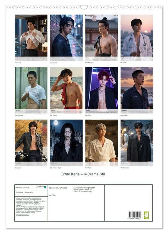 Produktbild: Echte Kerle &ndash; K-Drama Stil (Wandkalender 2027 DIN A2 hoch), CALVENDO Monatskalender