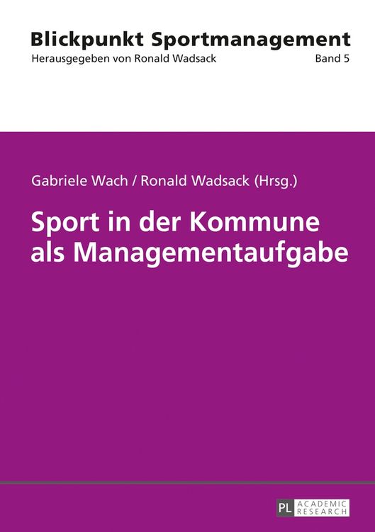 Produktbild: Sport in der Kommune als Managementaufgabe