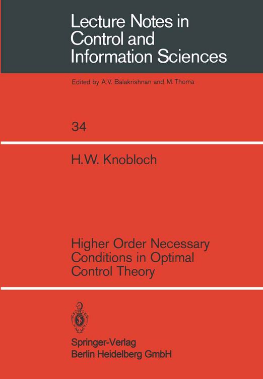 Produktbild: Higher Order Necessary Conditions in Optimal Control Theory