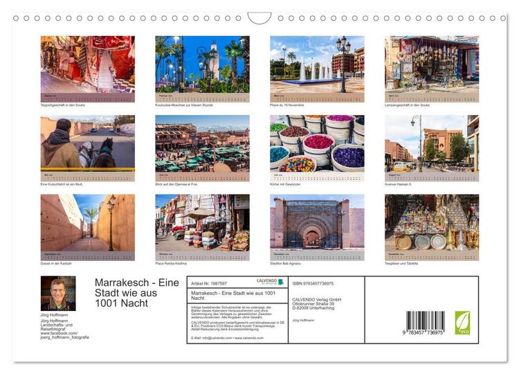 Produktbild: Marrakesch - Eine Stadt wie aus 1001 Nacht (Wandkalender 2026 DIN A3 quer), CALVENDO Monatskalender