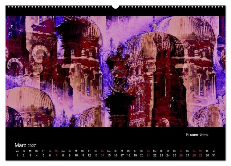 Produktbild: M&uuml;nchen digital (hochwertiger Premium Wandkalender 2027 DIN A2 quer), Kunstdruck in Hochglanz