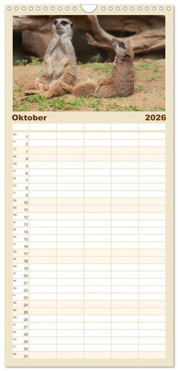 Produktbild: Familienplaner 2026 - Erdm&auml;nnchen mit 5 Spalten (Wandkalender, 21 x 45 cm) CALVENDO