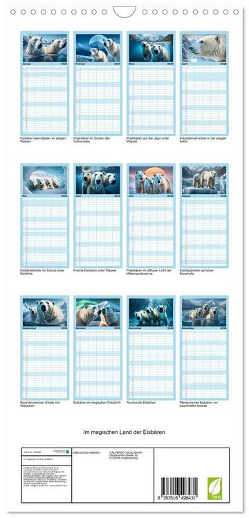 Produktbild: Familienplaner 2026 - Im magischen Land der Eisb&auml;ren mit 5 Spalten (Wandkalender, 21 x 45 cm) CALVENDO