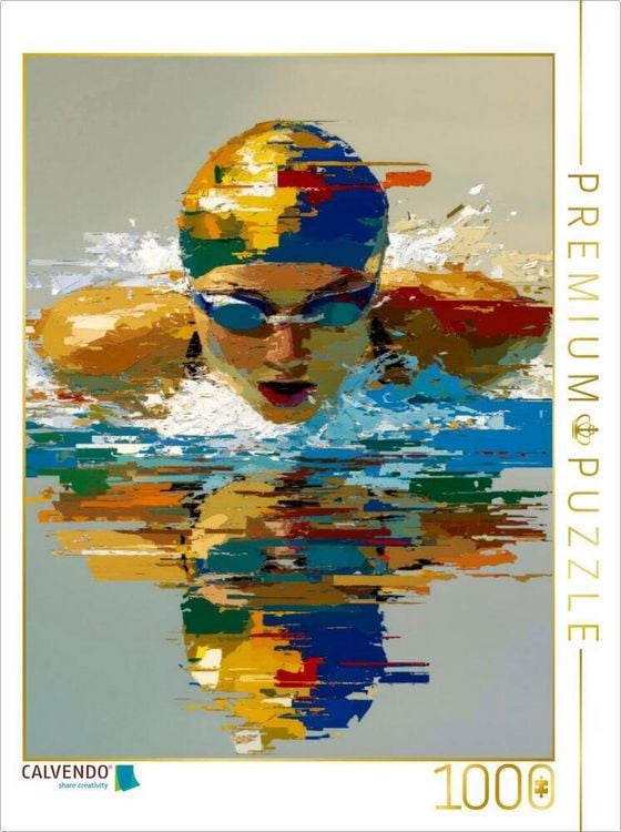 Produktbild: CALVENDO Puzzle Schwimmen, ein visueller Rhythmus aus K&ouml;rper und Farbe | 1000 Teile Lege-Gr&ouml;&szlig;e 64x48cm Foto-Puzzle f&uuml;r gl&uuml;ckliche Stunden