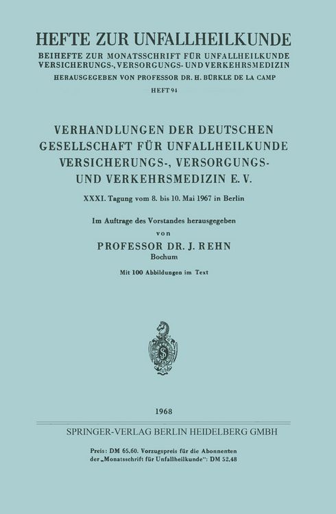 Produktbild: Verhandlungen der Deutschen Gesellschaft f&uuml;r Unfallheilkunde Versicherungs-, Versorgungs- und Verkehrsmedizin E. V.