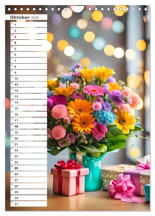 Produktbild: Festliche Momente - Ein Jahr mit KI Geburtstagen (Wandkalender 2026 DIN A4 hoch), CALVENDO Monatskalender