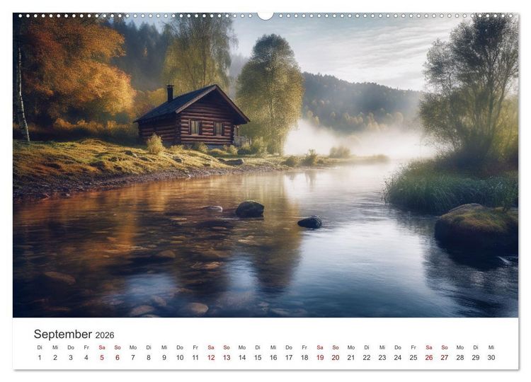 Produktbild: H&uuml;ttenzauber - Ein visueller Streifzug durch Norwegens Wildnis (hochwertiger Premium Wandkalender 2026 DIN A2 quer), Kunstdruck in Hochglanz