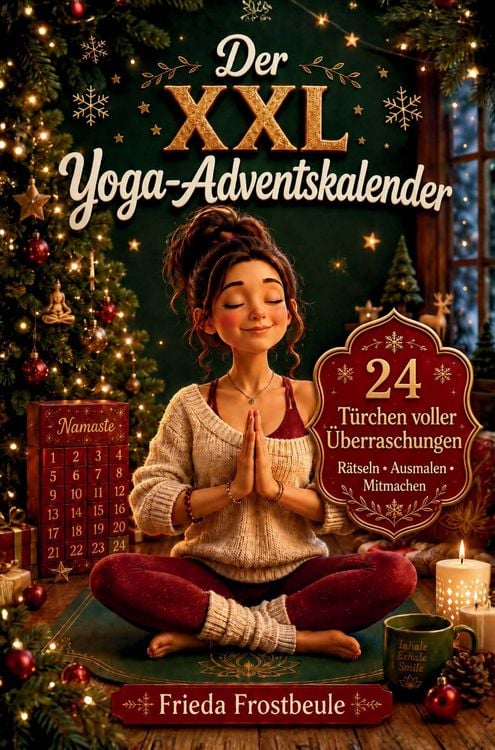 Produktbild: Der XXL Yoga-Adventskalender - 24 achtsame &Uuml;berraschungen mit Ausmalbildern, R&auml;tseln, Mitmachseiten, kuriosen Fakten, unn&uuml;tzem Yoga-Wissen